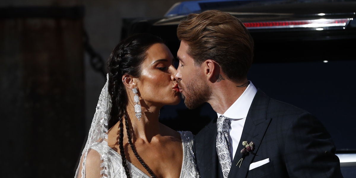 El beso de los recién casados Pilar Rubio y Sergio Ramos