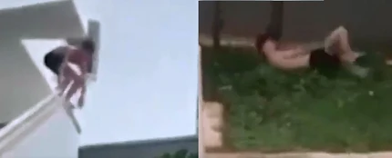 Un joven británico haciendo 'balconing' en Magaluf Un joven británico haciendo 'balconing' en Magaluf