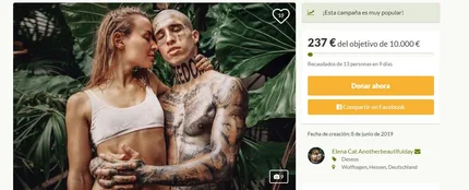 Página de GoFundMe de la pareja de 'instagramers' Página de GoFundMe de la pareja de 'instagramers'