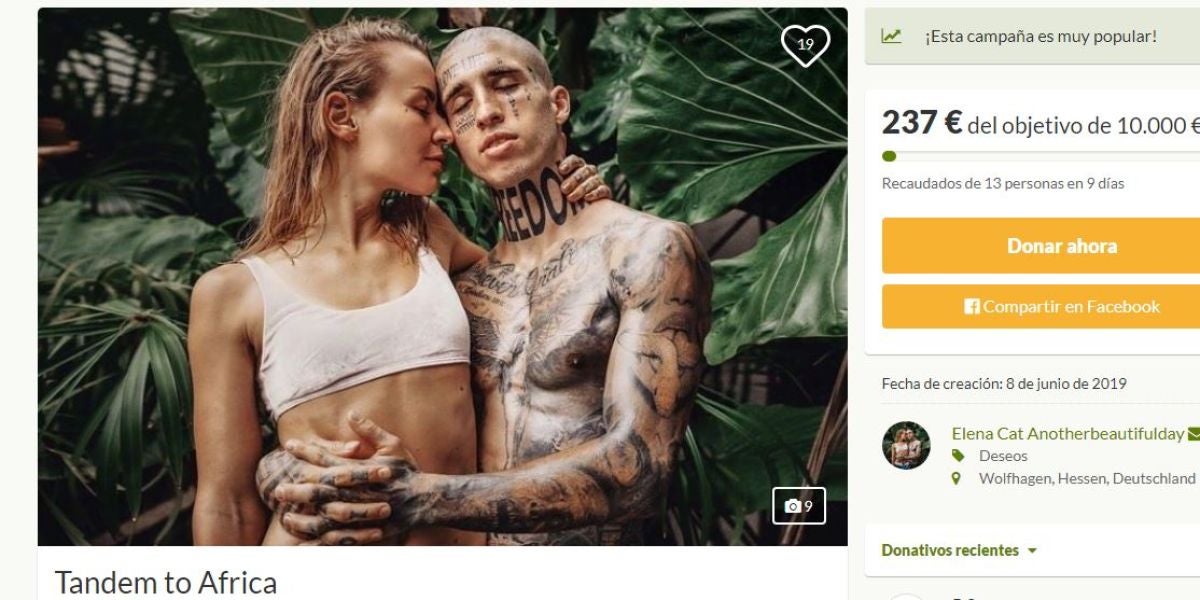 Página de GoFundMe de la pareja de 'instagramers'