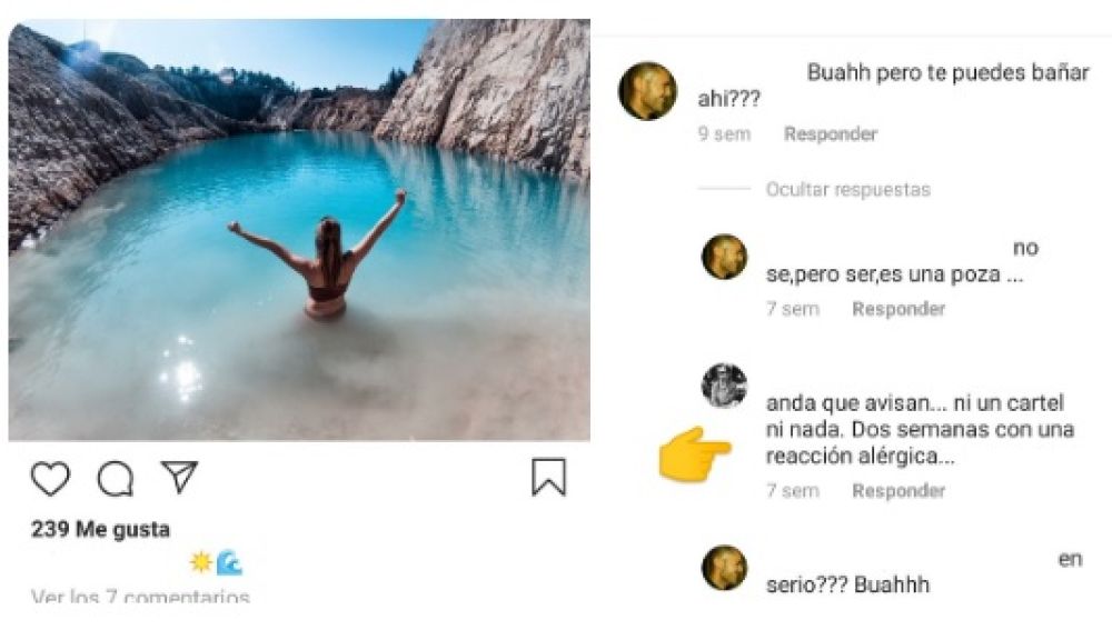 Varios instagramers sufren problemas de salud tras bañarse en un lago de Galicia