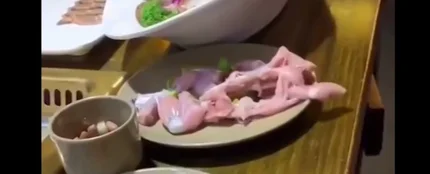 Un trozo de pollo, retorciéndose Un trozo de pollo, retorciéndose