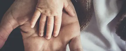 Manos de bebé y adulto Manos de bebé y adulto