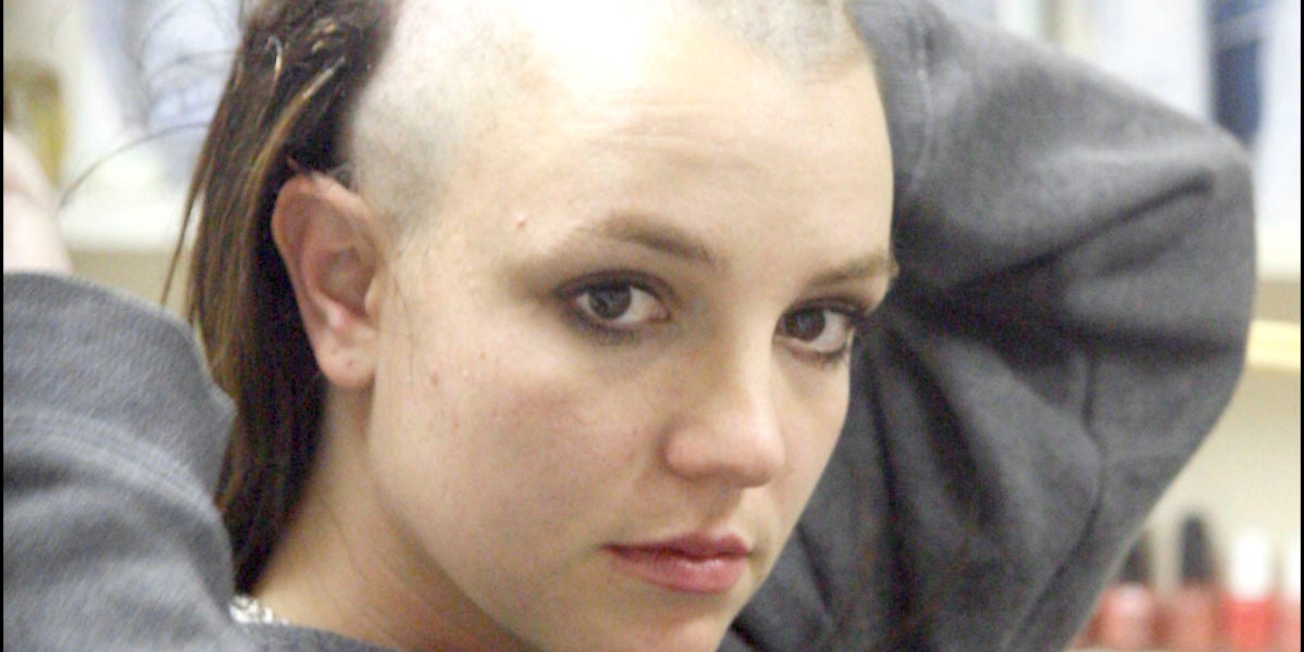 Britney Spears con el pelo rapado en 2007