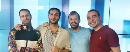 Rubén, Axel, Romain y Sergi de La Pegatina en Europa FM Rubén, Axel, Romain y Sergi de La Pegatina en Europa FM