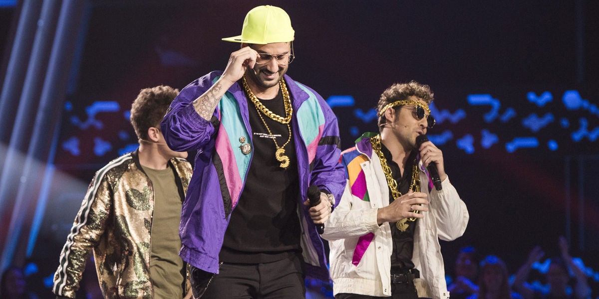 Melendi y Bisbal disfrazados de raperos en el último Asalto de ‘La Voz Kids’