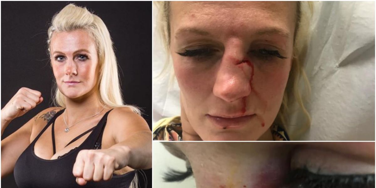 Cindy Dandois en el hospital tras la agresión