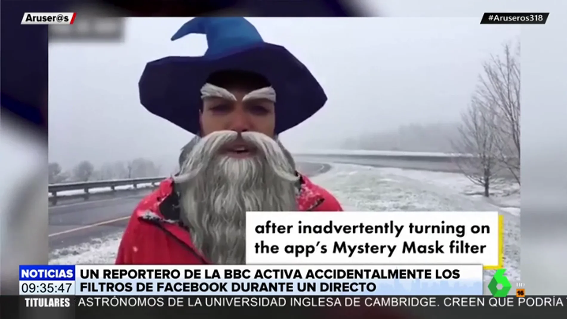 Un error viral: un reportero informa en directo con los filtros de Facebook puestos Un error viral: un reportero informa en directo con los filtros de Facebook puestos