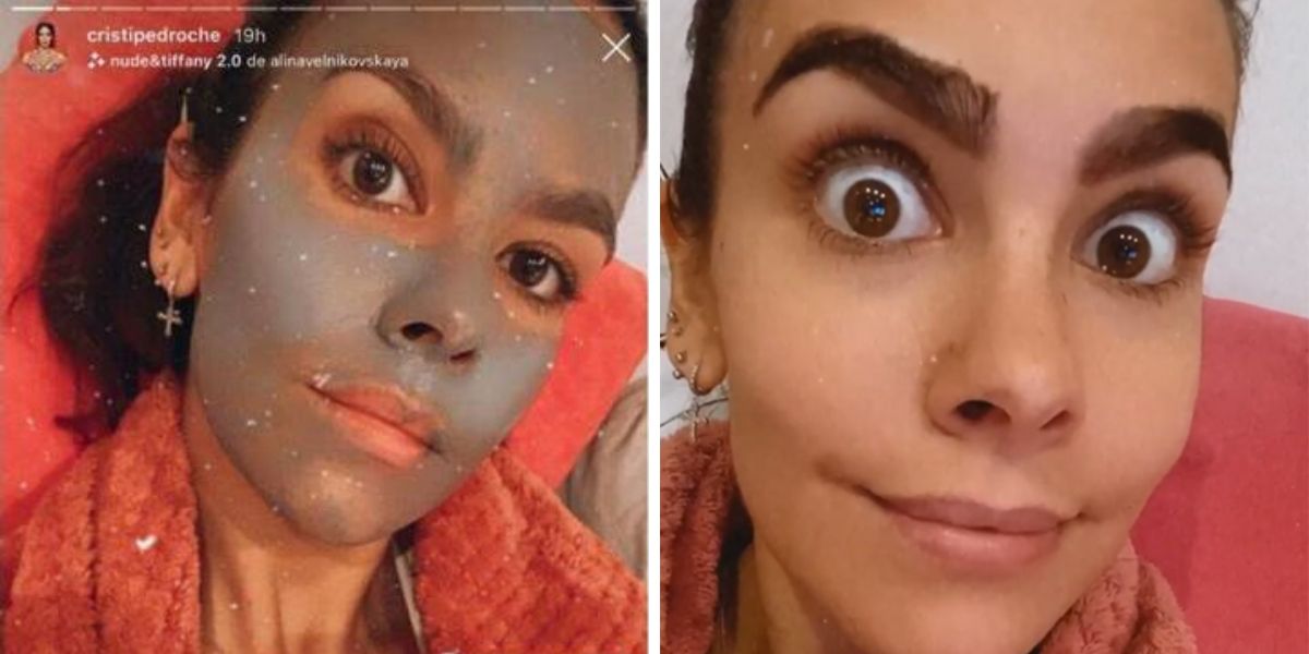 Cristina Pedroche aplicándose una mascarilla y tiñendo sus cejas