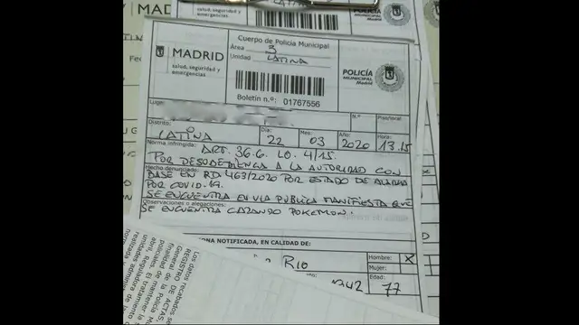 Multa impuesta al hombre de 77 años por quebrantar la cuarentena.