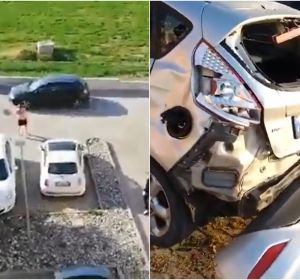 Un runner destroza un coche Un runner destroza un coche