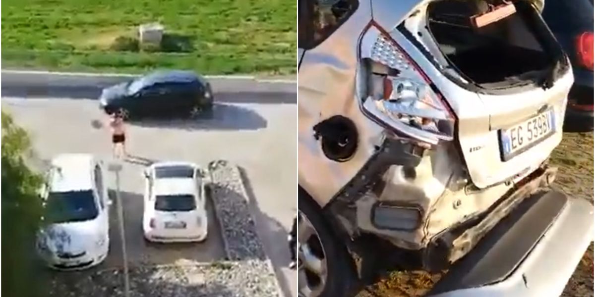 Un runner destroza un coche