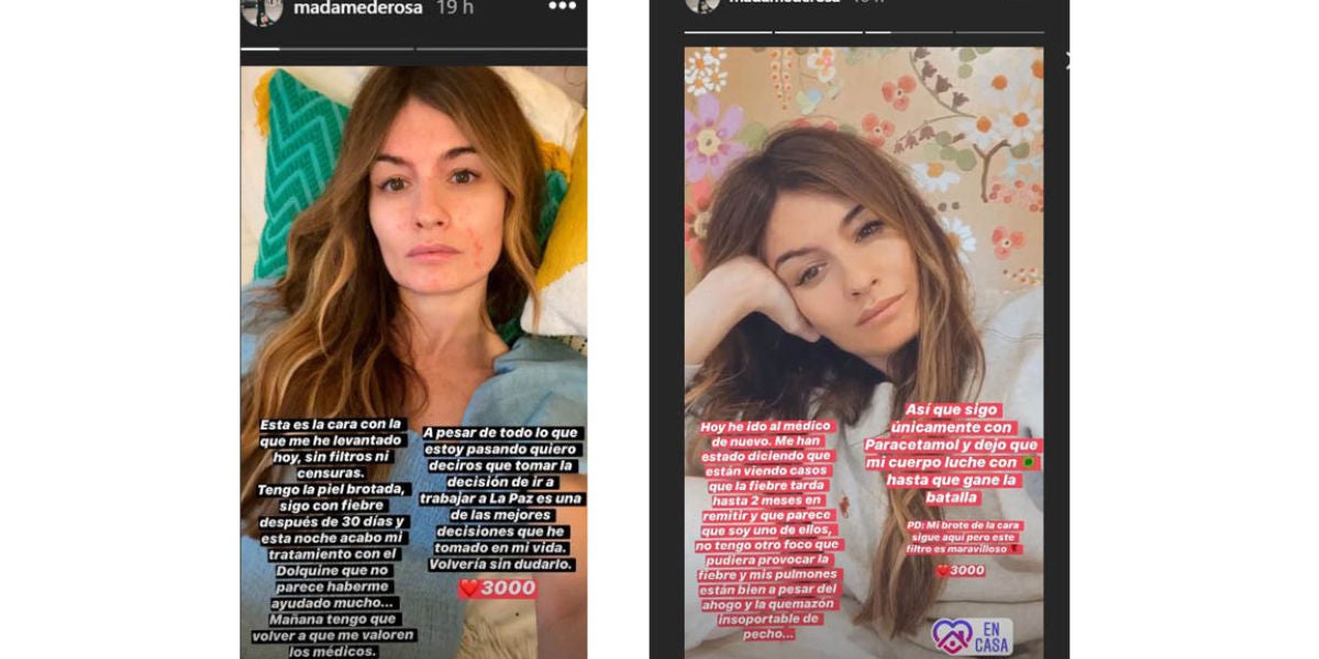 Los stories de Madame de Rosa en los que habla sobre cómo se encuentra