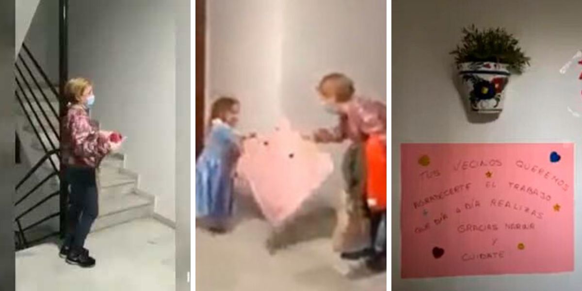 La bonita sorpresa de sus vecinos a Marina, una enfermera