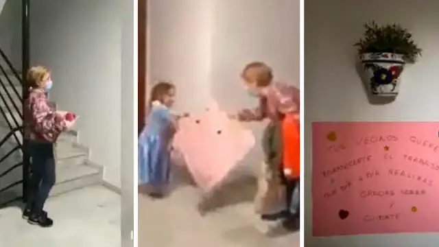La bonita sorpresa de sus vecinos a Marina, una enfermera