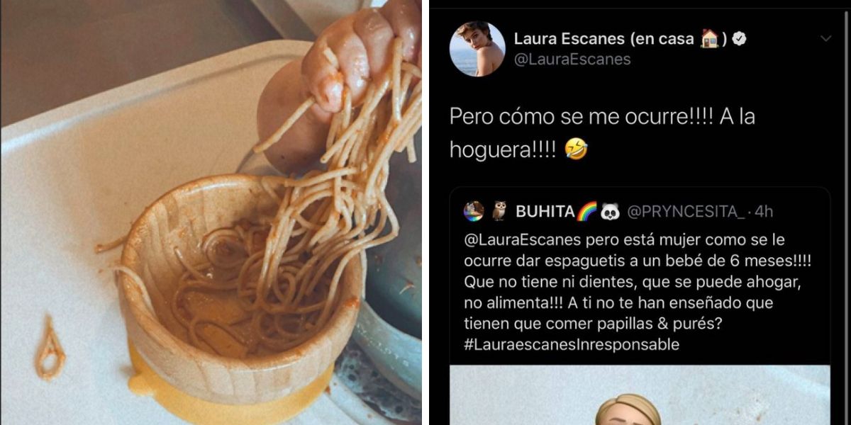 Laura Escanes responde a las críticas por darle espaguetis a su hija