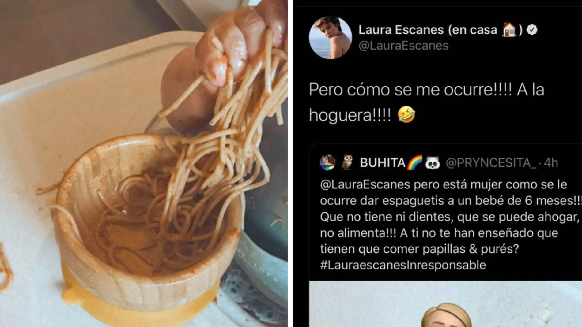 Laura Escanes responde a las críticas por darle espaguetis a su hija