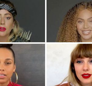 Lady Gaga, Beyoncé, Alicia Keys y Taylor Swift durante sus discursos en Dear Class of 2020 Lady Gaga, Beyoncé, Alicia Keys y Taylor Swift durante sus discursos en Dear Class of 2020