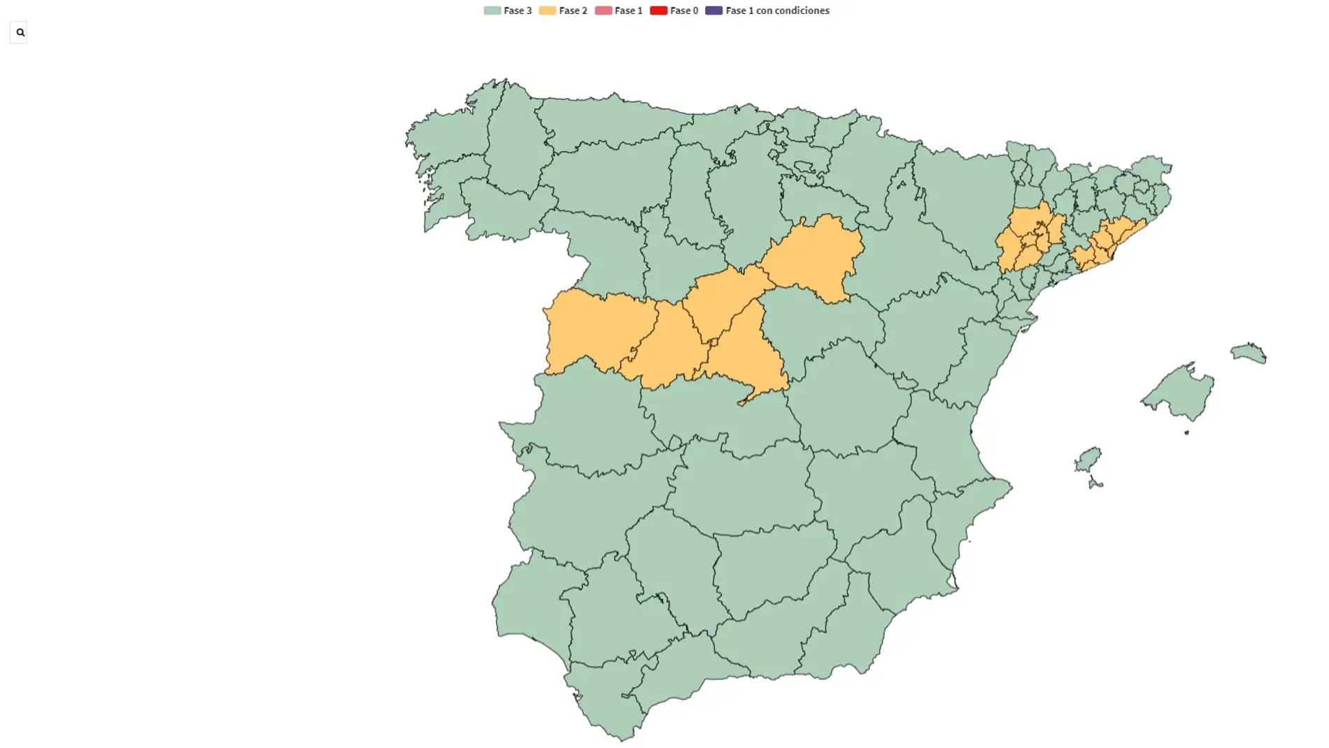 Mapa de la desescalada del coronavirus: comunidades y provincias que pasan de fase