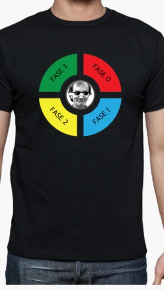 Camiseta con la cara de Fernando Simón y las fases de la desescalada Camiseta con la cara de Fernando Simón y las fases de la desescalada