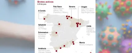 Mapa de los rebrotes en España Mapa de los rebrotes en España