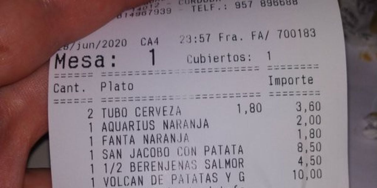 La cuenta de un bar que se ha vuelto viral