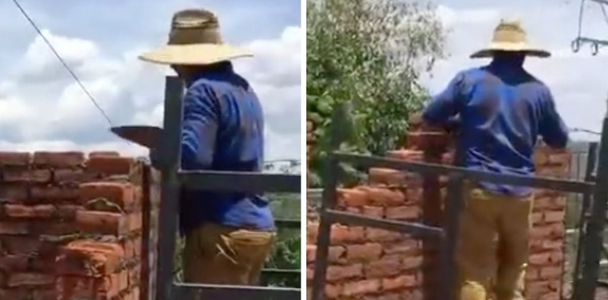 La divertida reacción viral de este albañil al darse cuenta de lo que ha hecho