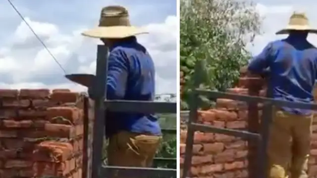 La divertida reacción viral de este albañil al darse cuenta de lo que ha hecho