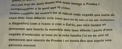 Carta amenazadora a un joven de Prades (Tarragona) por travestirse Carta amenazadora a un joven de Prades (Tarragona) por travestirse