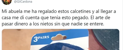 El tuit de un usuario que explica cómo su abuela le ha dado 10 euros a escondidas El tuit de un usuario que explica cómo su abuela le ha dado 10 euros a escondidas