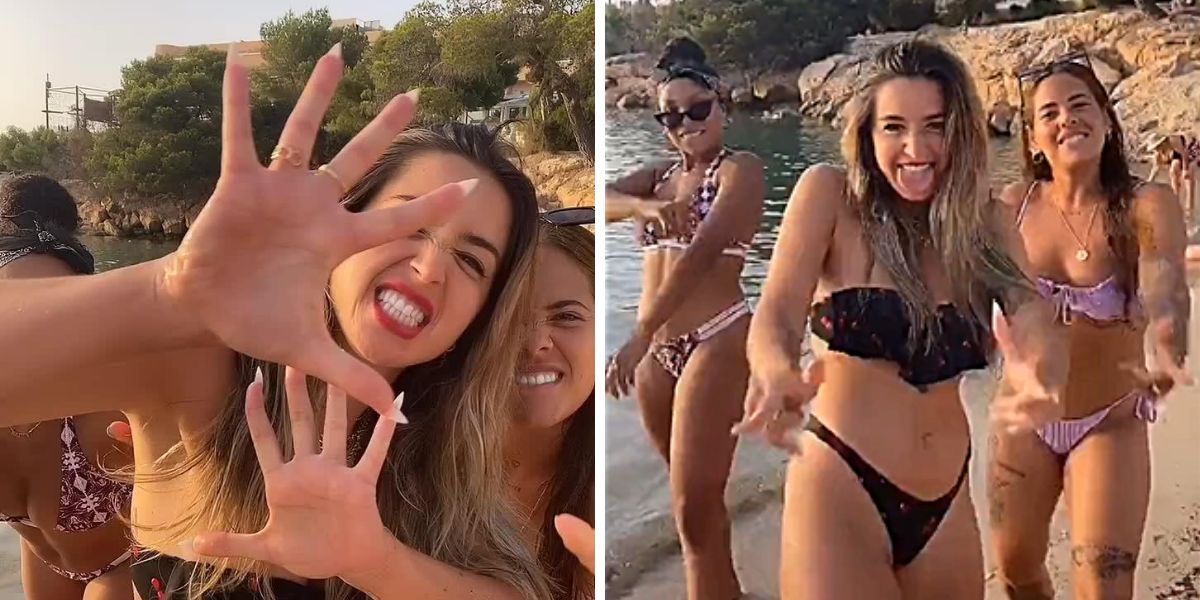 Lola Indigo bailando en una playa de Ibiza