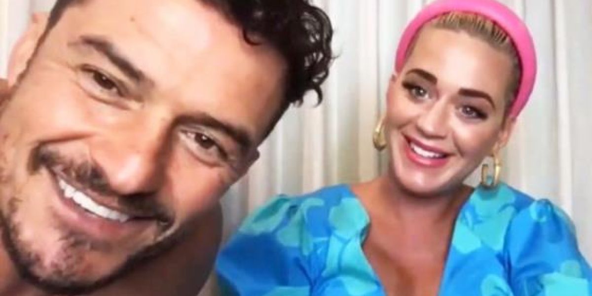 Orlando Bloom y Katy Perry durante un directo en Twitter