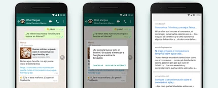 WhatsApp incluye una búsqueda rápida para verificar el contenido de los mensajes reenviados WhatsApp incluye una búsqueda rápida para verificar el contenido de los mensajes reenviados