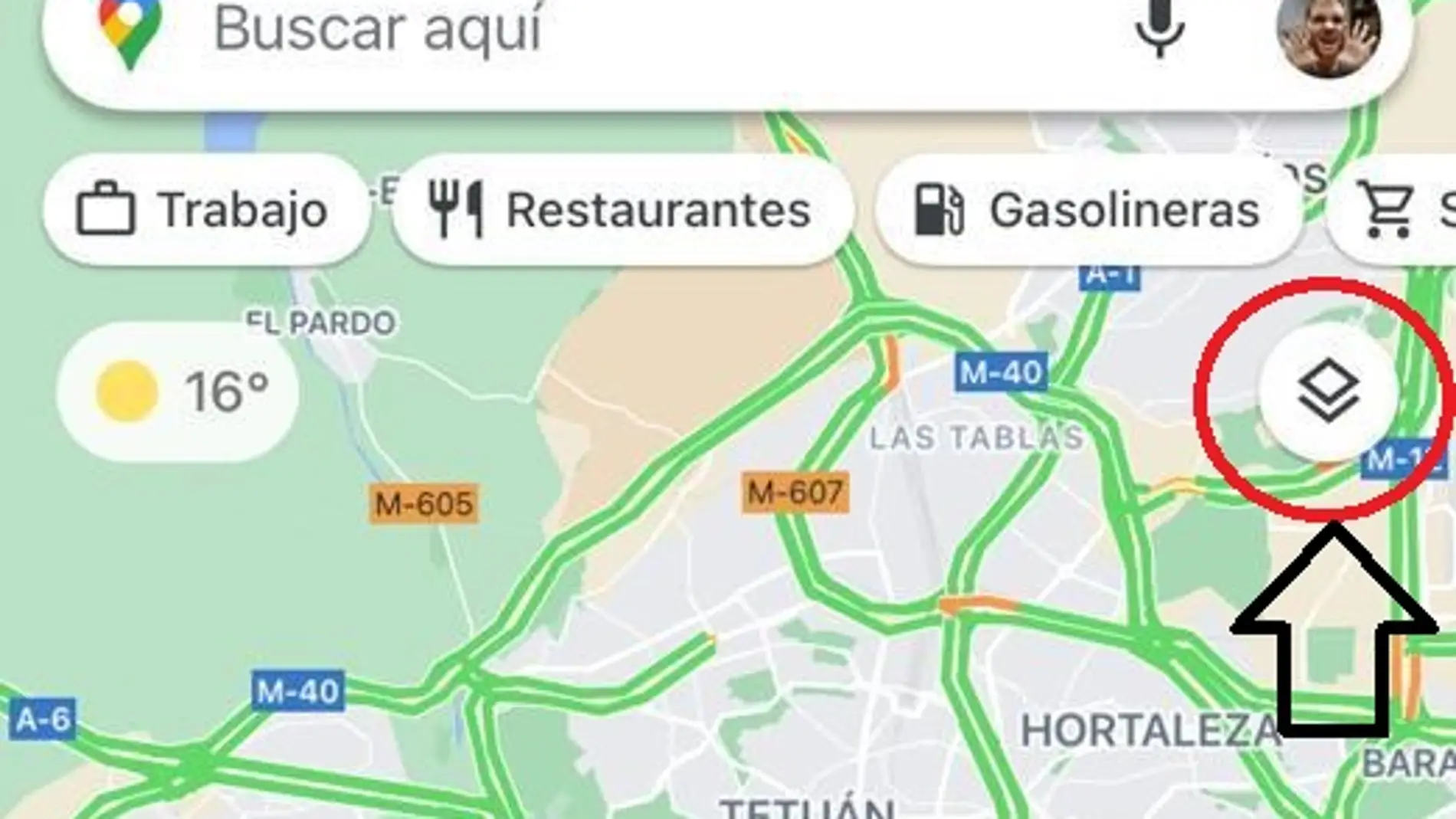 Función 'Capas' de Google Maps