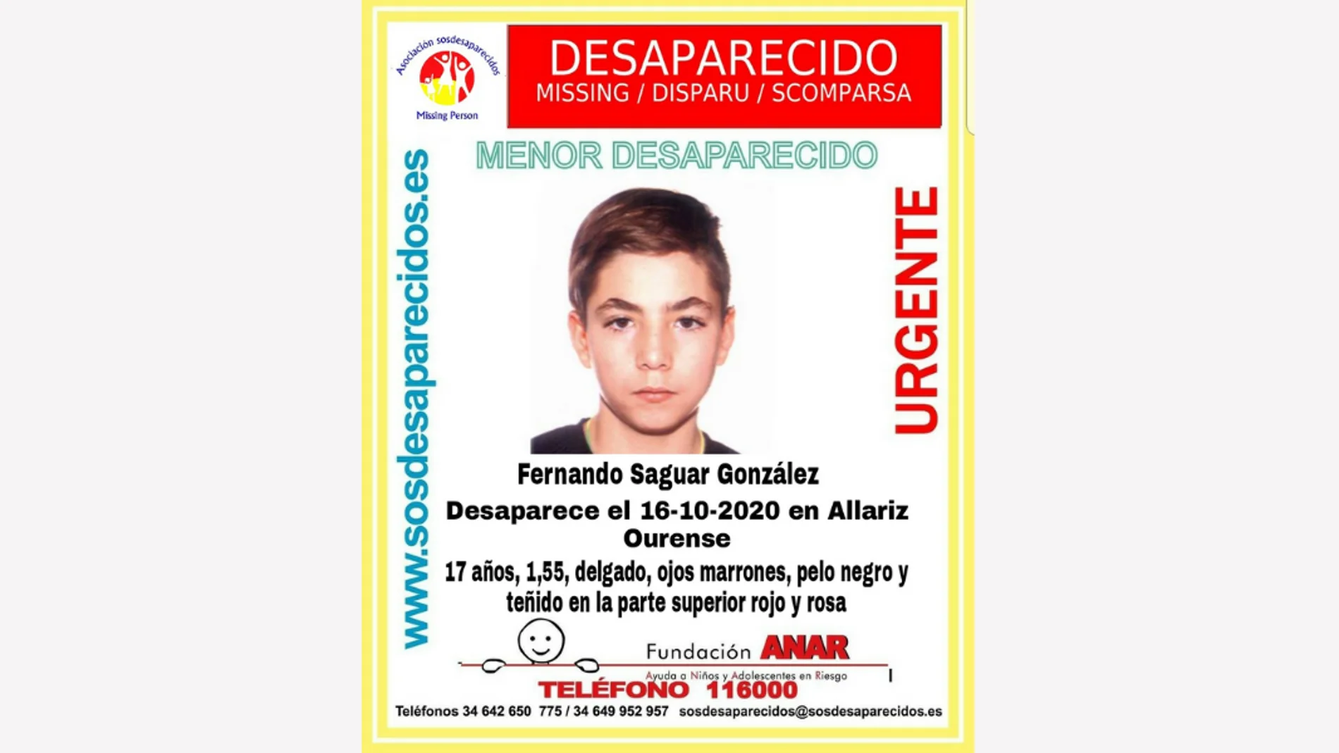 Menor desaparecido en Ourense Menor desaparecido en Ourense
