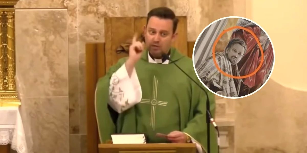 El cura de Valdepeñas se manda pintar en los frescos de la iglesia