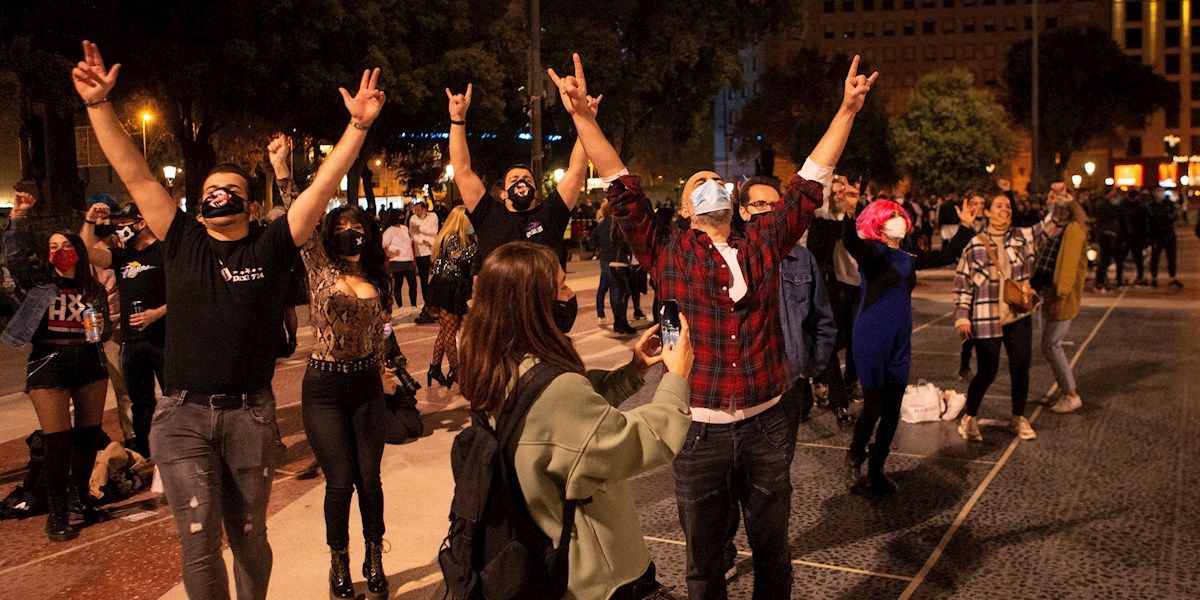 Acto festivo y reivindicativo organizado por la Plataforma de trabajadores del ocio nocturno en Barcelona