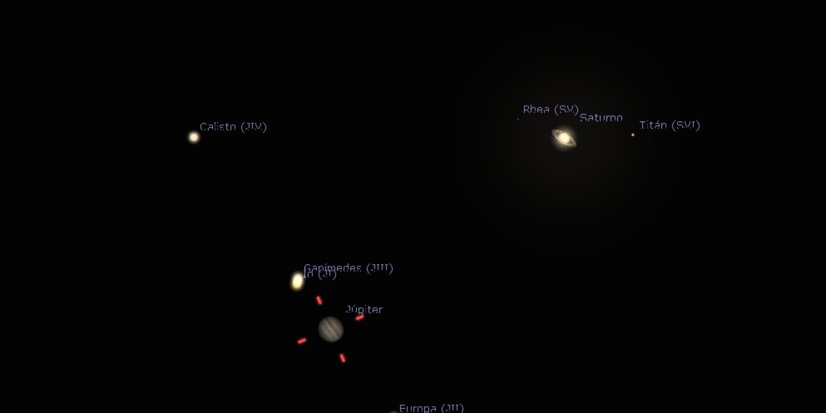 Imagen del telescopio de Júpiter y Saturno
