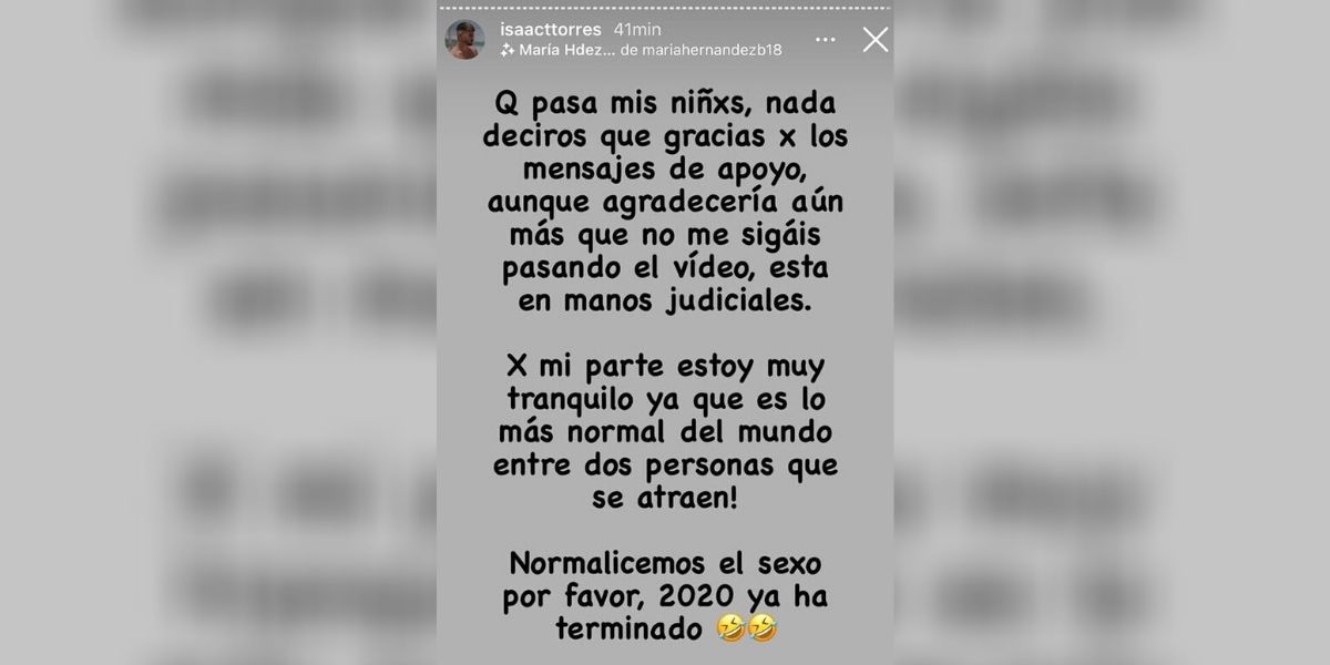 Mensaje de Isaac, concursante de 'La Isla de las Tentaciones 3', en Instagram