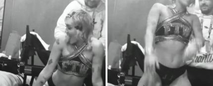 Miley Cyrus haciendo twerk antes de la Super Bowl