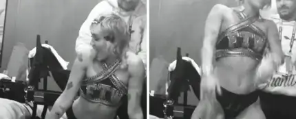 Miley Cyrus haciendo twerk antes de la Super Bowl Miley Cyrus haciendo twerk antes de la Super Bowl