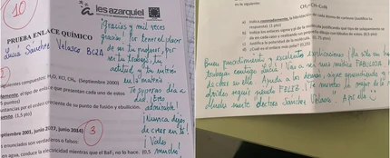 Las anotaciones de un profesor de un profesor de química a su alumna de 2º de Bachillerato: "Nunca dejes de creer en ti" Las anotaciones de un profesor de un profesor de química a su alumna de 2º de Bachillerato: "Nunca dejes de creer en ti"