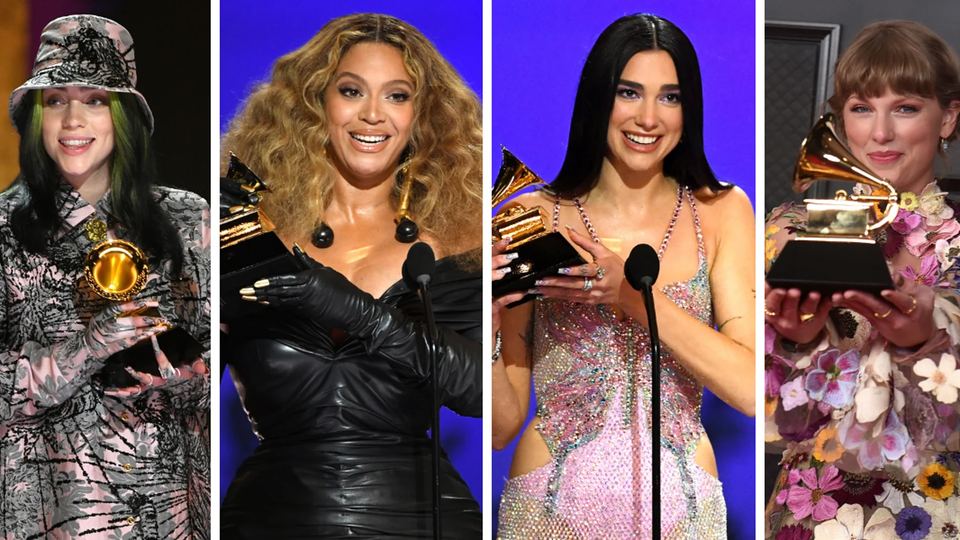 Billie Eilish, Beyoncé, Dua Lipa y Taylor Swift en los Grammy 2021 Billie Eilish, Beyoncé, Dua Lipa y Taylor Swift en los Grammy 2021