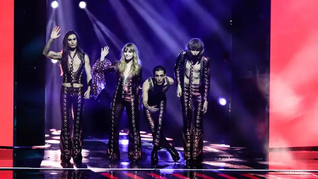 El grupo italiano Måneskin en la final de Eurovisión.