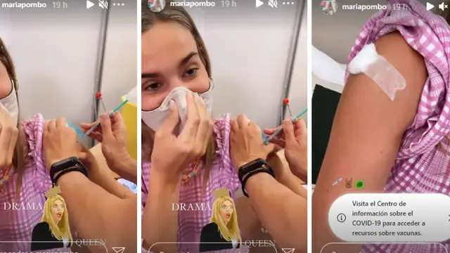 María Pombo poniéndose la vacuna contra la covid-19