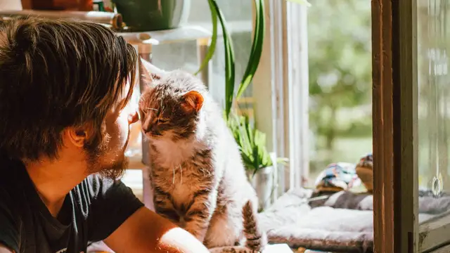 Un hombre con un gato