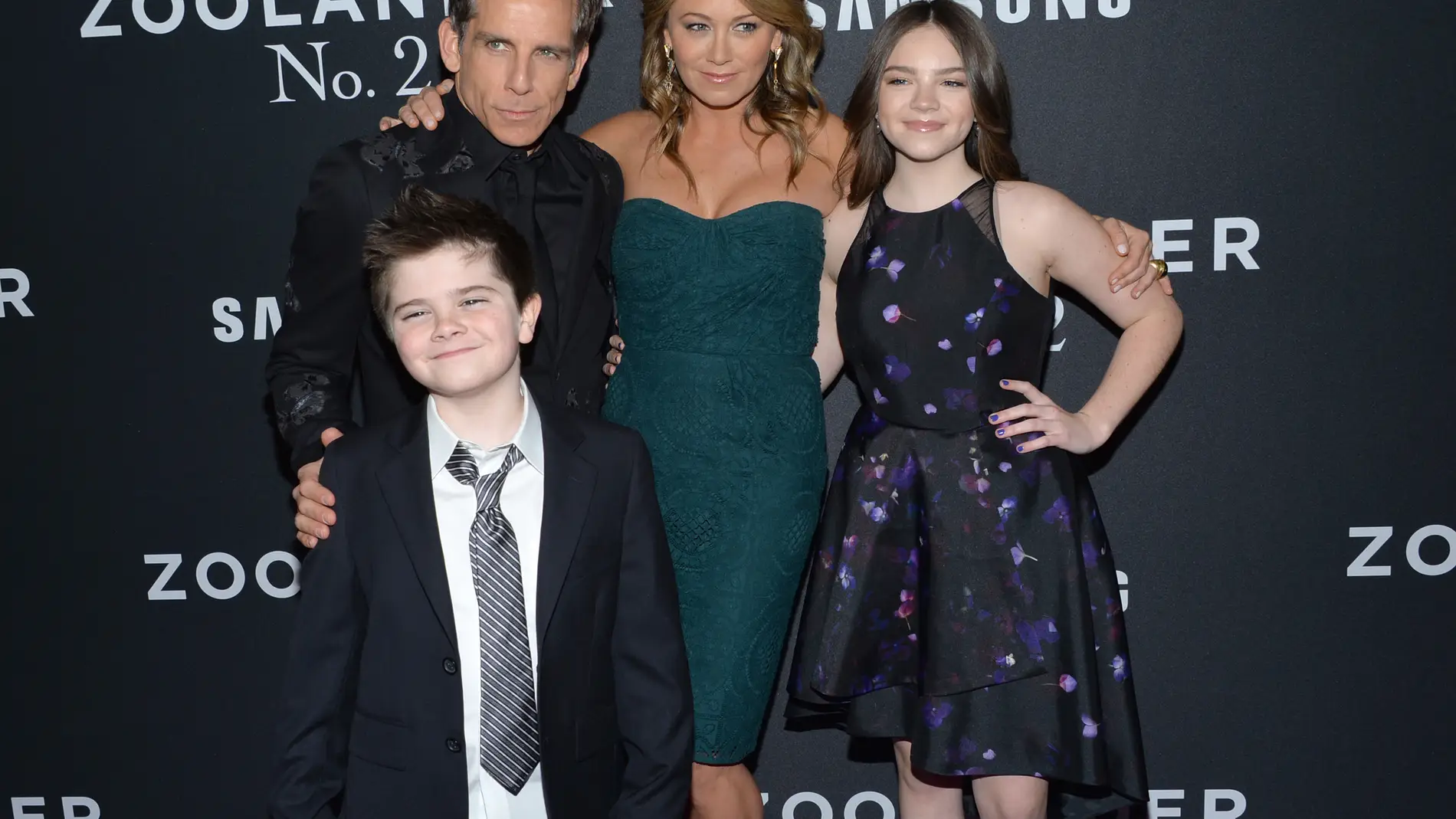 Ben Stiller, con su mujer y sus hijos en la presentación de 'Zoolander 2' en 2016