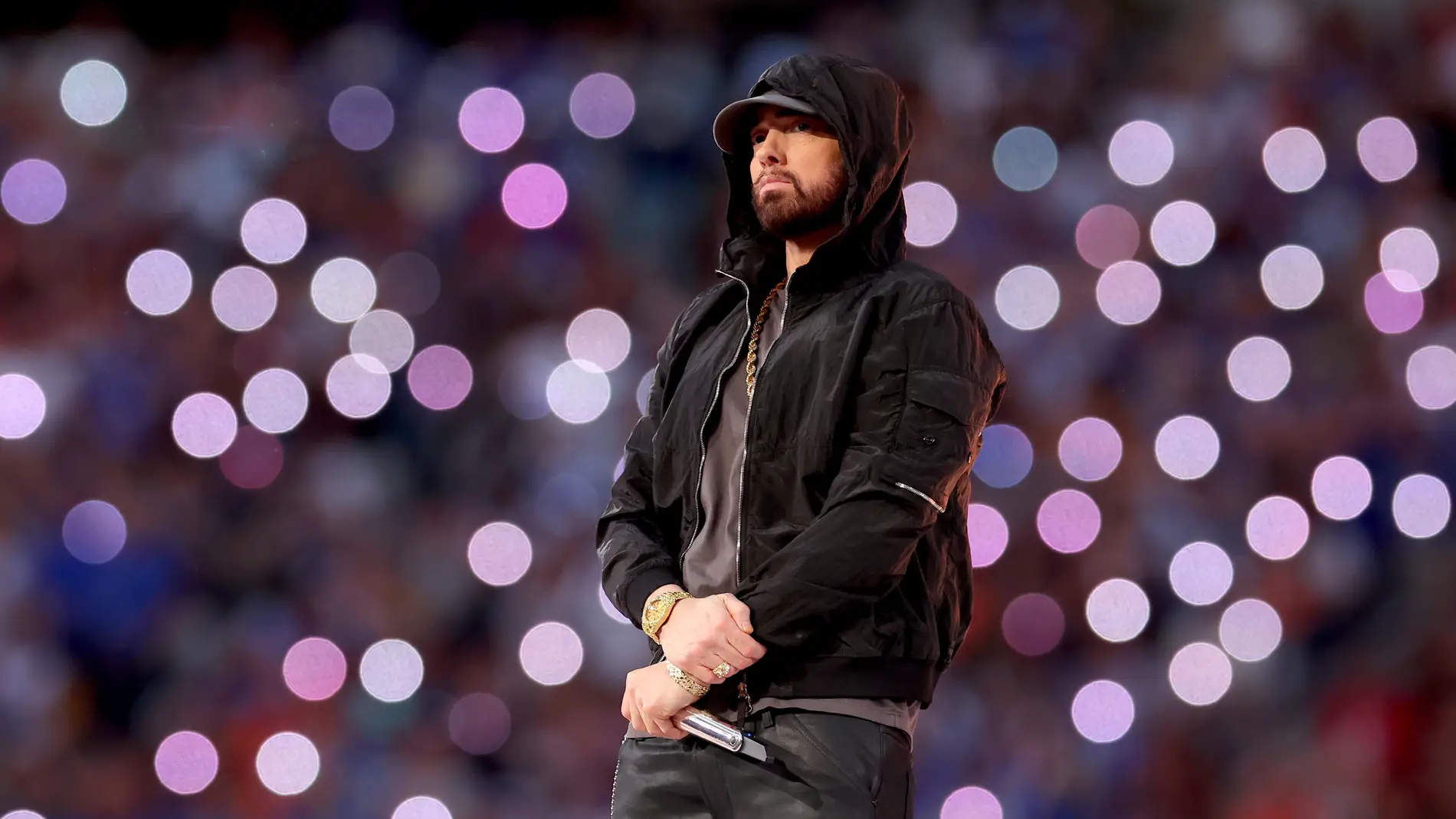 Eminem durante la actuación de la 'Super Bowl'