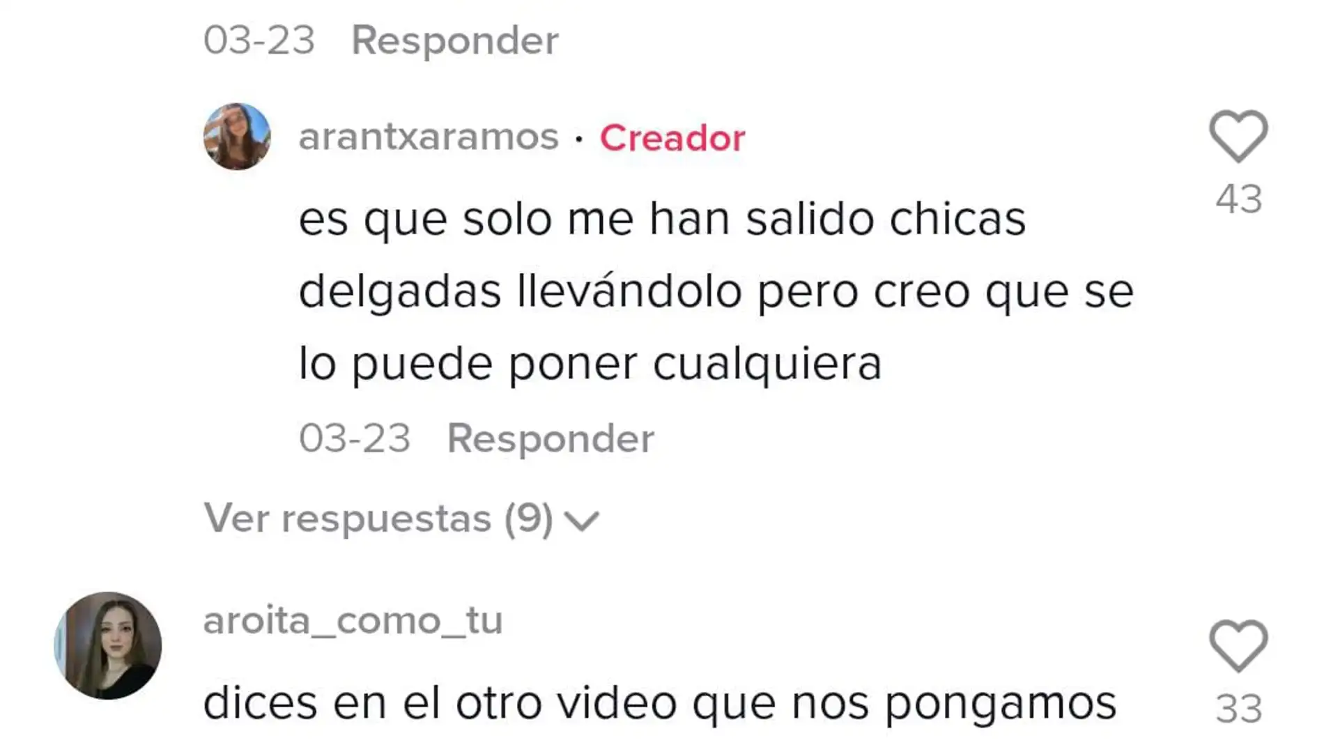 Comentarios en vídeos de TikTok Comentarios en vídeos de TikTok