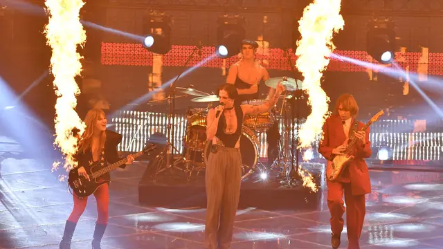 Maneskin durante su actuación en Eurovisión
